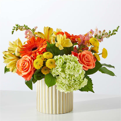 Autumn Sunshine Bouquet with Ivory Vase –  Poplar Flower Shop, Terre Haute IN