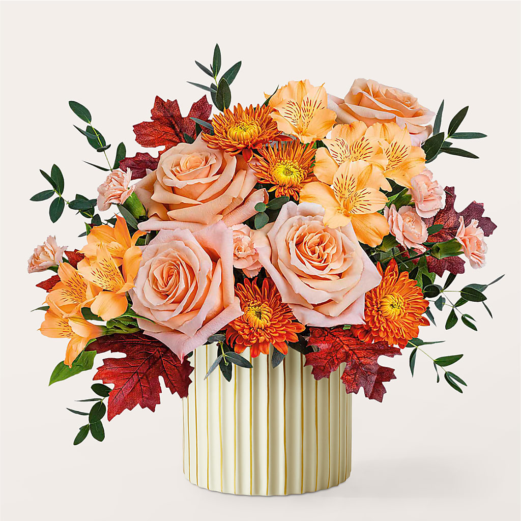 Spiced Latte Bouquet with Ivory Vase –  Poplar Flower Shop, Terre Haute IN