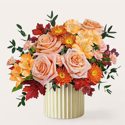 Spiced Latte Bouquet with Ivory Vase –  Poplar Flower Shop, Terre Haute IN