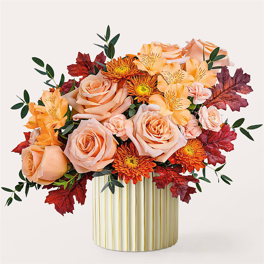 Spiced Latte Bouquet with Ivory Vase –  Poplar Flower Shop, Terre Haute IN