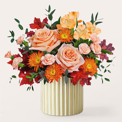 Spiced Latte Bouquet with Ivory Vase –  Poplar Flower Shop, Terre Haute IN