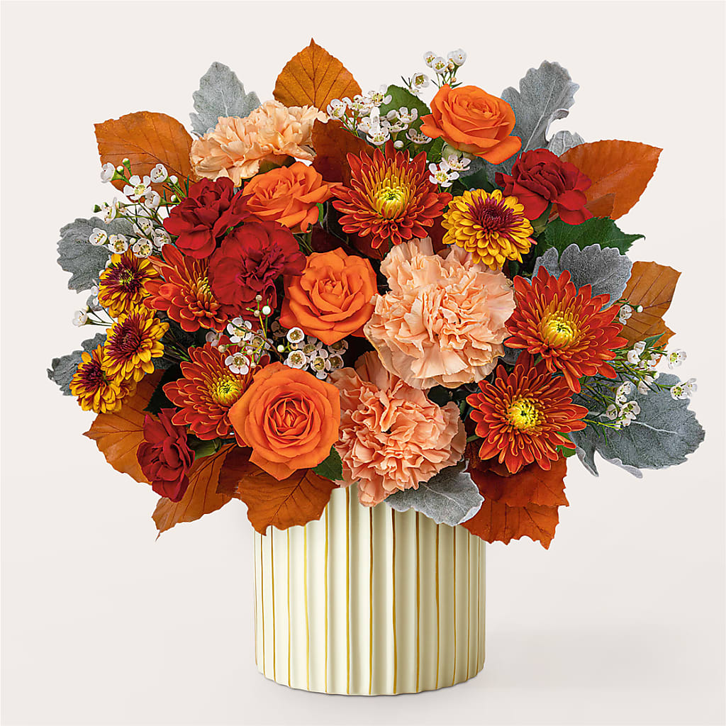 Merlot Bouquet with Ivory Vase –  Poplar Flower Shop, Terre Haute IN