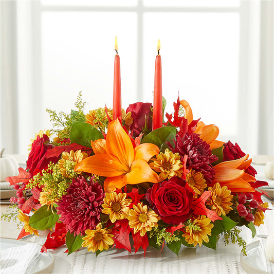 Autumn's Embrace Centerpiece –  Poplar Flower Shop, Terre Haute IN