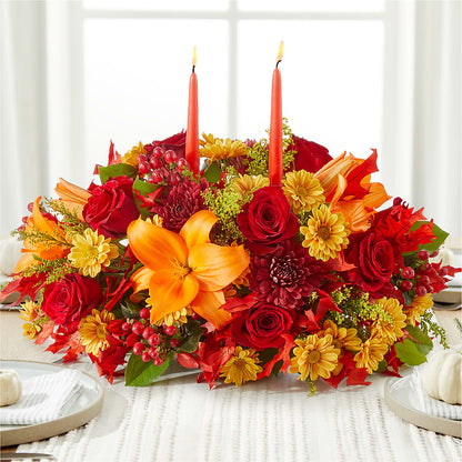 Autumn's Embrace Centerpiece –  Poplar Flower Shop, Terre Haute IN