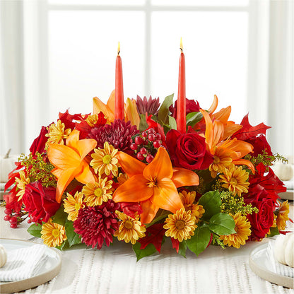 Autumn's Embrace Centerpiece –  Poplar Flower Shop, Terre Haute IN
