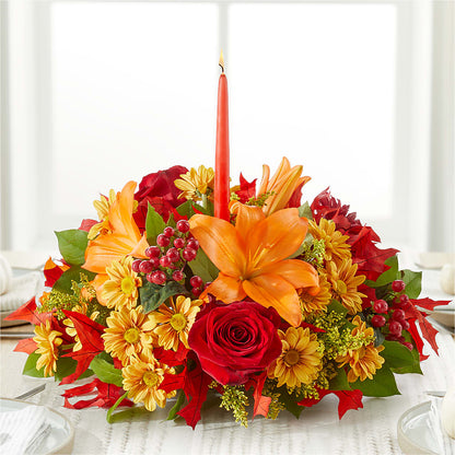 Autumn's Embrace Centerpiece –  Poplar Flower Shop, Terre Haute IN