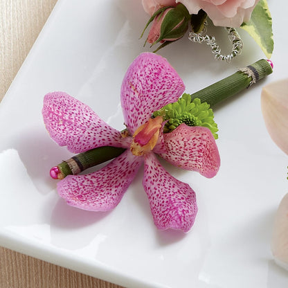 Pink Mokara Boutonniere –  Poplar Flower Shop, Terre Haute IN