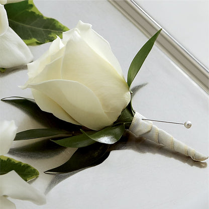 White Rose Boutonniere –  Poplar Flower Shop, Terre Haute IN